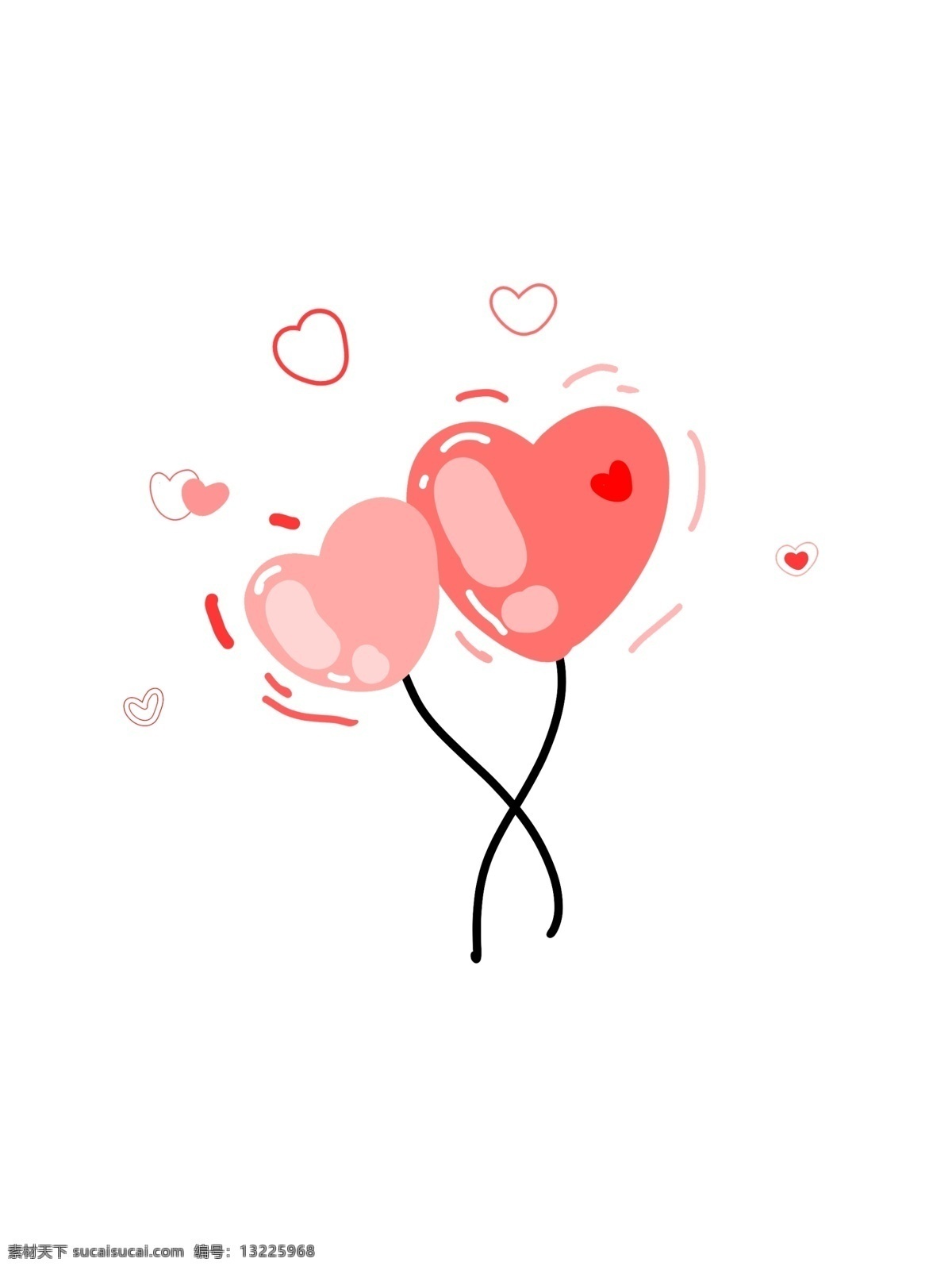 手绘 爱心 粉色 气球 粉色气球 可爱 浪漫 七夕 装饰图案