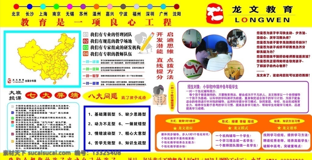 龙文 教育 全国 分布图 招生 大型 喷绘 海报 项 良心 工程 矢量