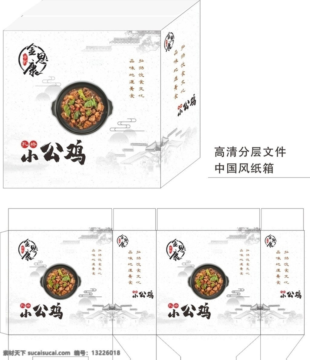 中国风包装盒 展开图 炒菜 水墨风 简洁 大气 包装设计