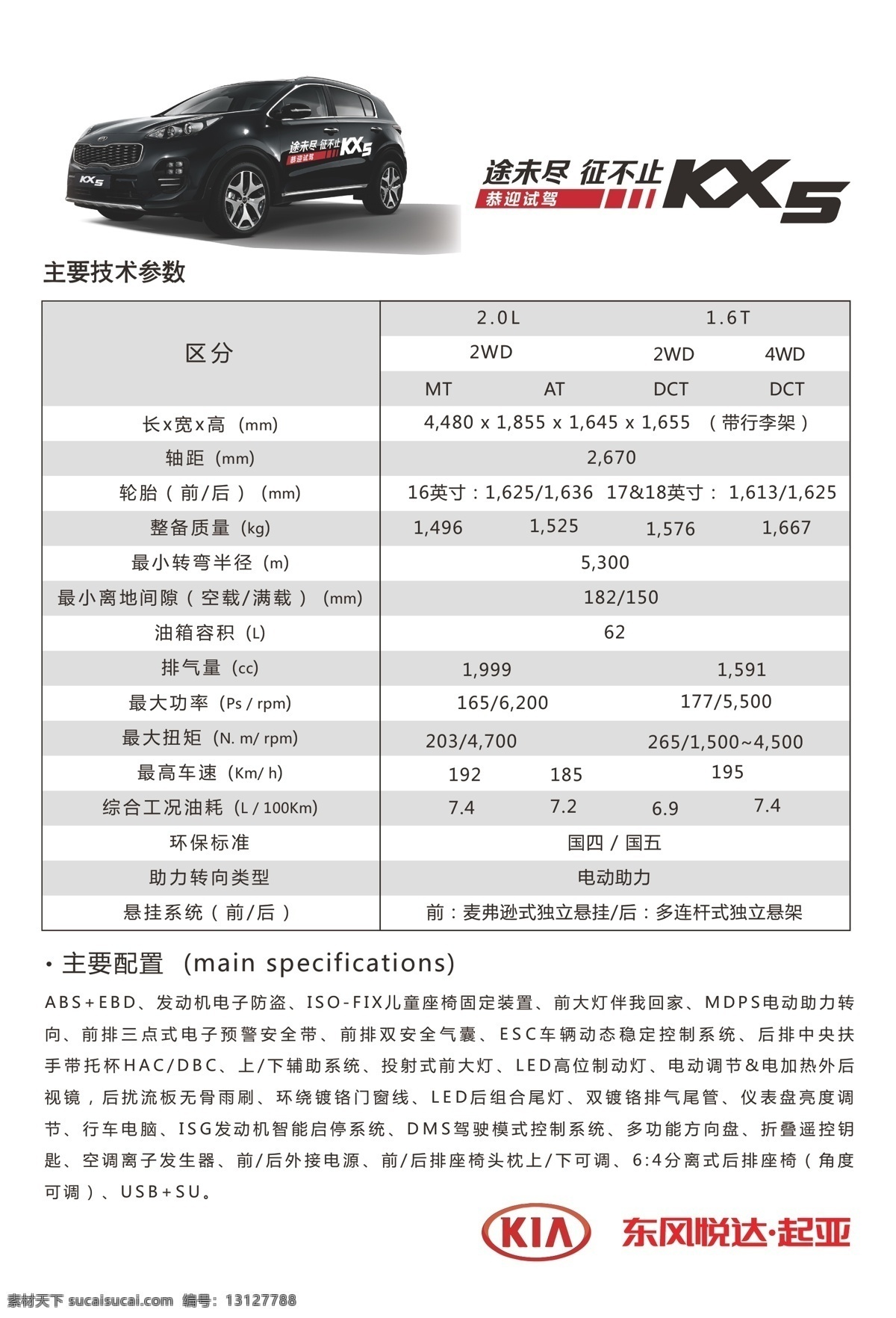 起亚KX5参数表素材图片下载-素材编号13127788-素材天下图库