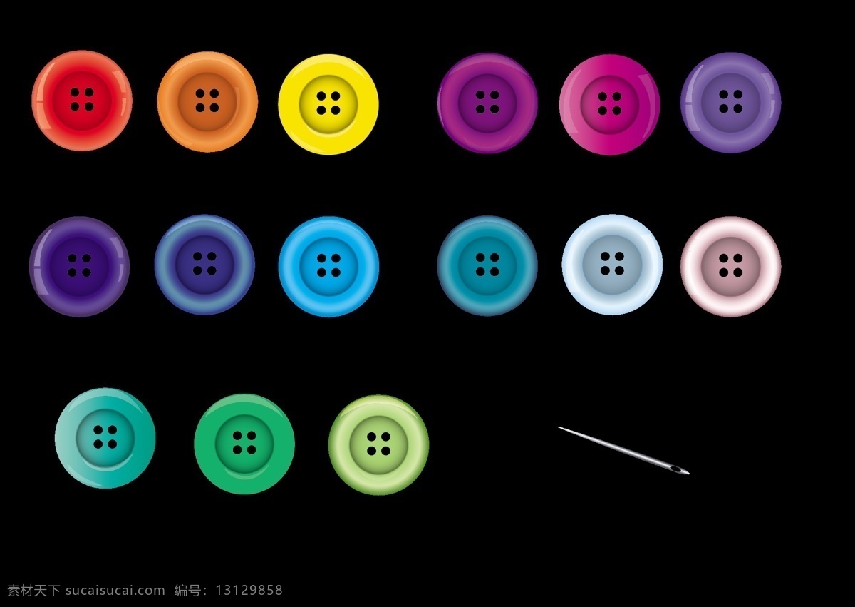 矢量钮扣 矢量图 彩色 钮扣 黑色