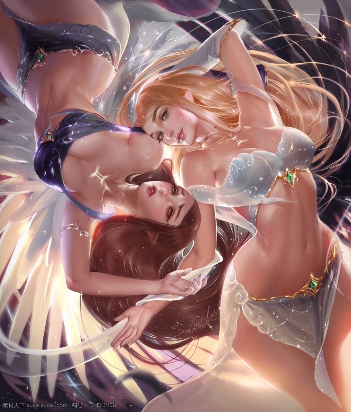 sakimichan 双子座 美女 动漫美女 插画 星座 动漫动画 动漫人物