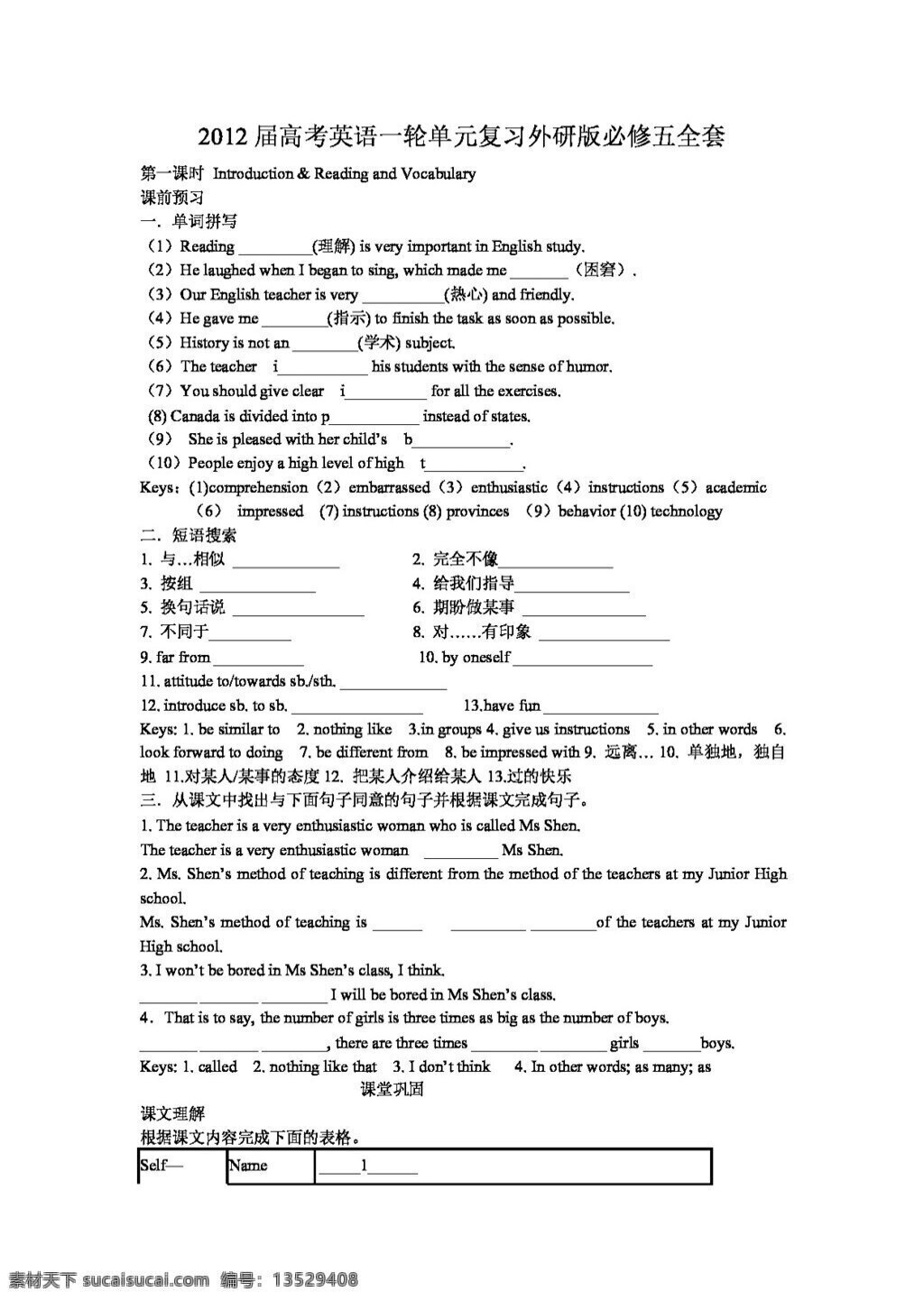英语 外 研 版 高考 一轮 单元 复习 必修 五 全套 必修5 试卷 外研版