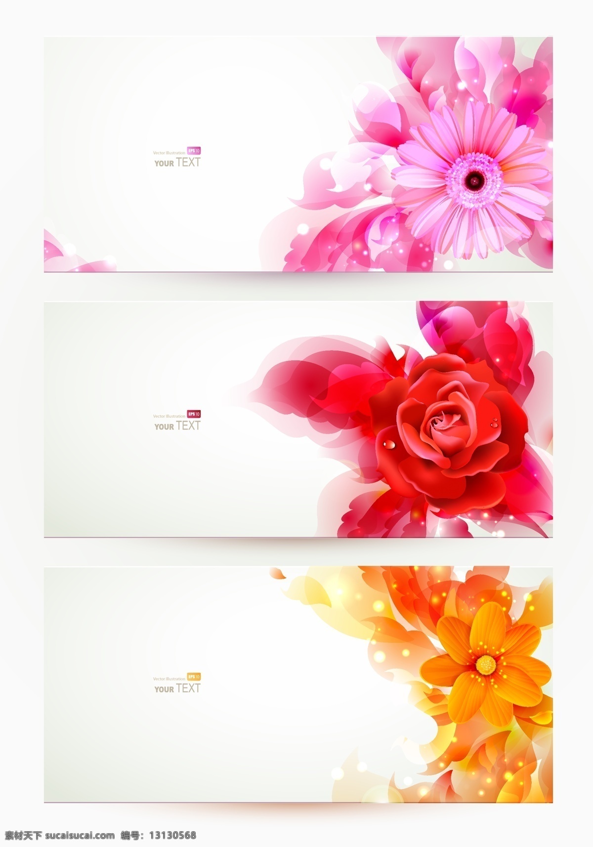 艳丽 花卉 banner 璀璨 横幅 模板 设计稿 素材元素 炫彩 源文件 矢量图