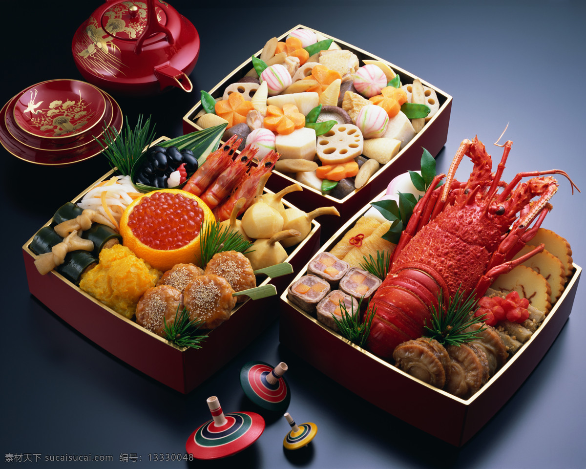 日本料理 料理 盘子 蛋糕 糕点 点心 红虾 龙虾 叶子 绿叶 香菇 鱼子酱 鱼子 日韩饮食 餐饮美食