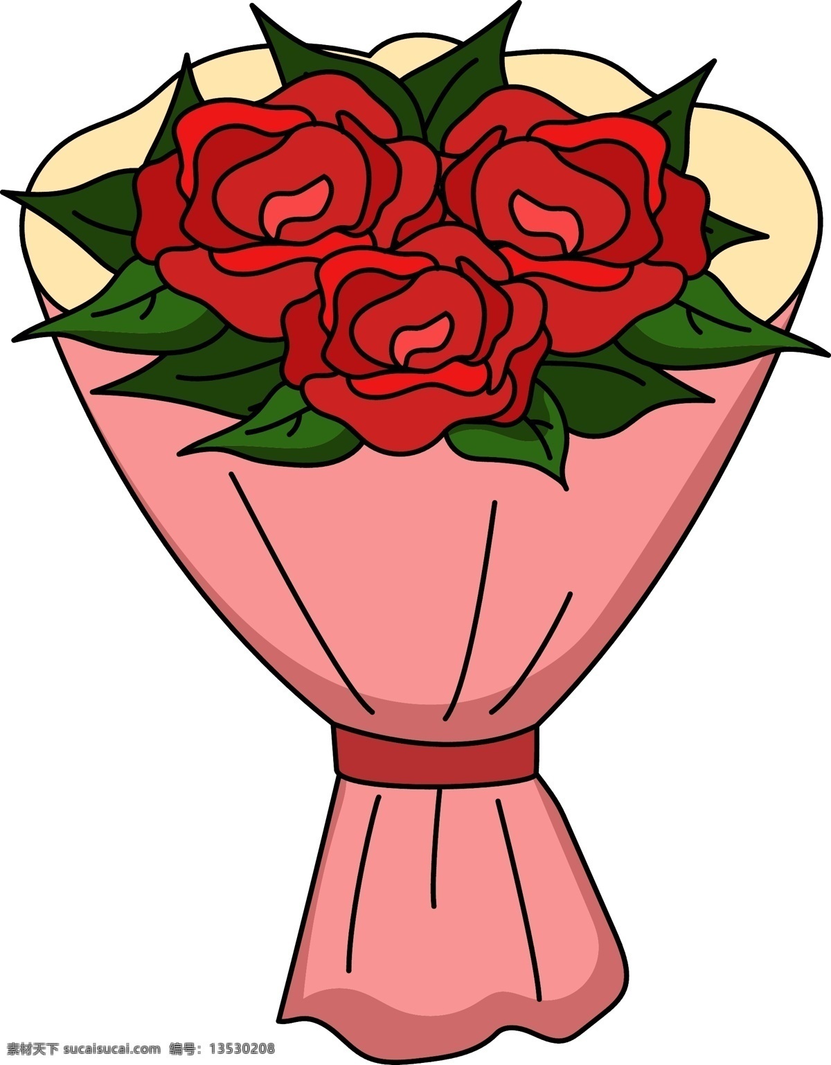 情人节 红色 玫瑰花 插画 红色的玫瑰花 绿色的叶子 手绘玫瑰花 卡通玫瑰花 小 物 漂亮的玫瑰花