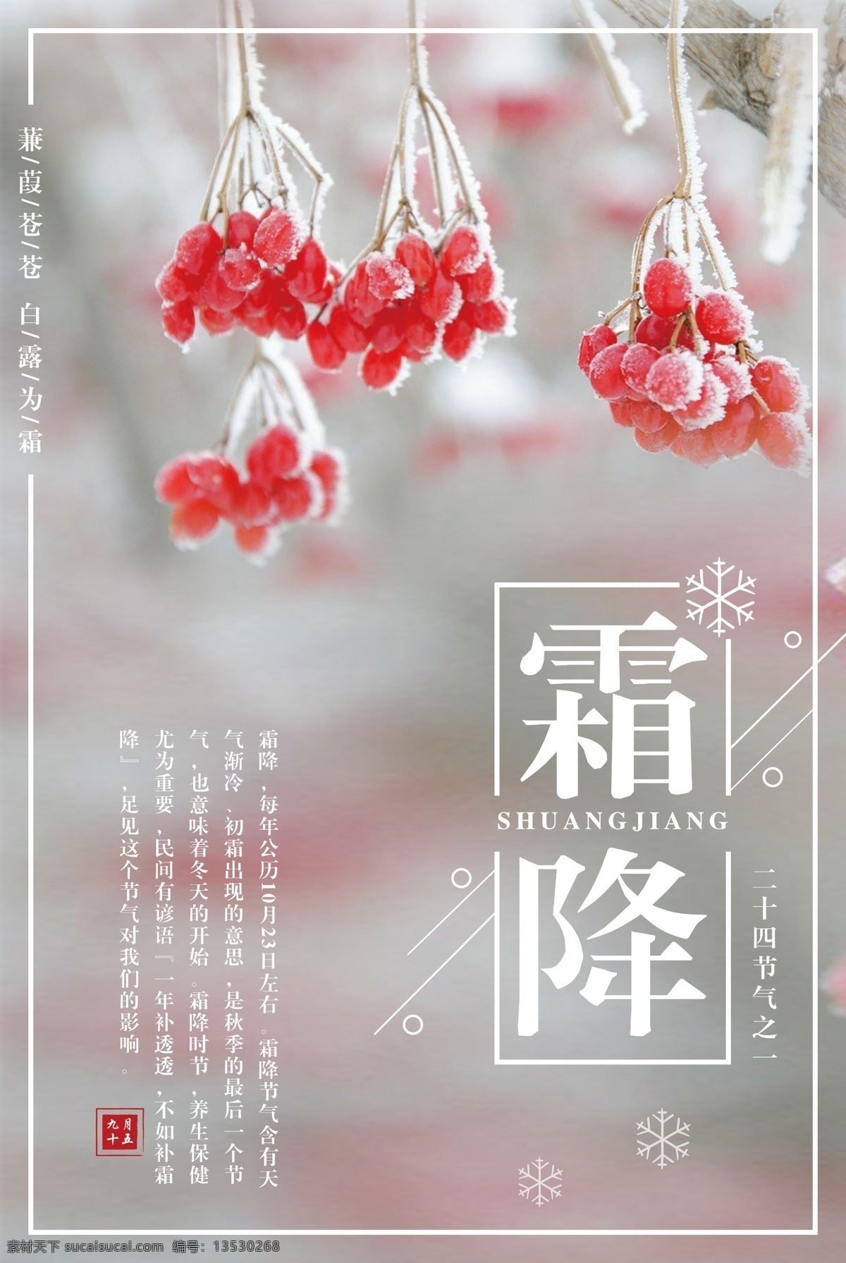 霜降 二十四节气 之一 宣传海报 节日海报 创意简约 节气 二十四节 中国节气 中国传统节气