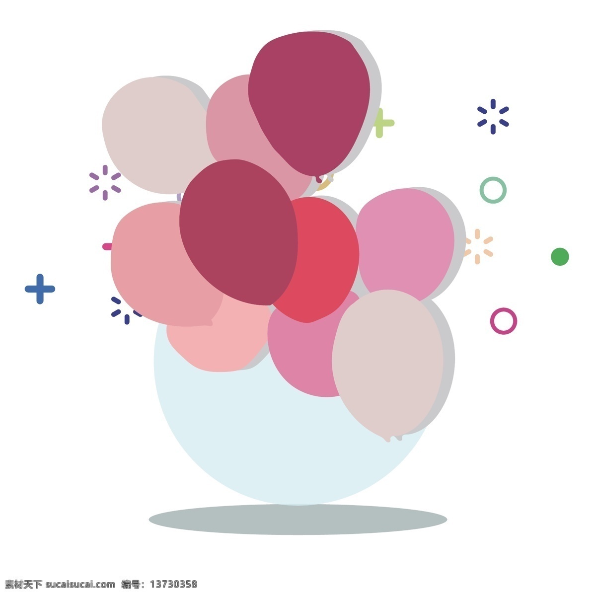 绿色 情人节 粉色 气球 物品 图形 元素 简约 小清新 绿色情人节 粉色气球 日系