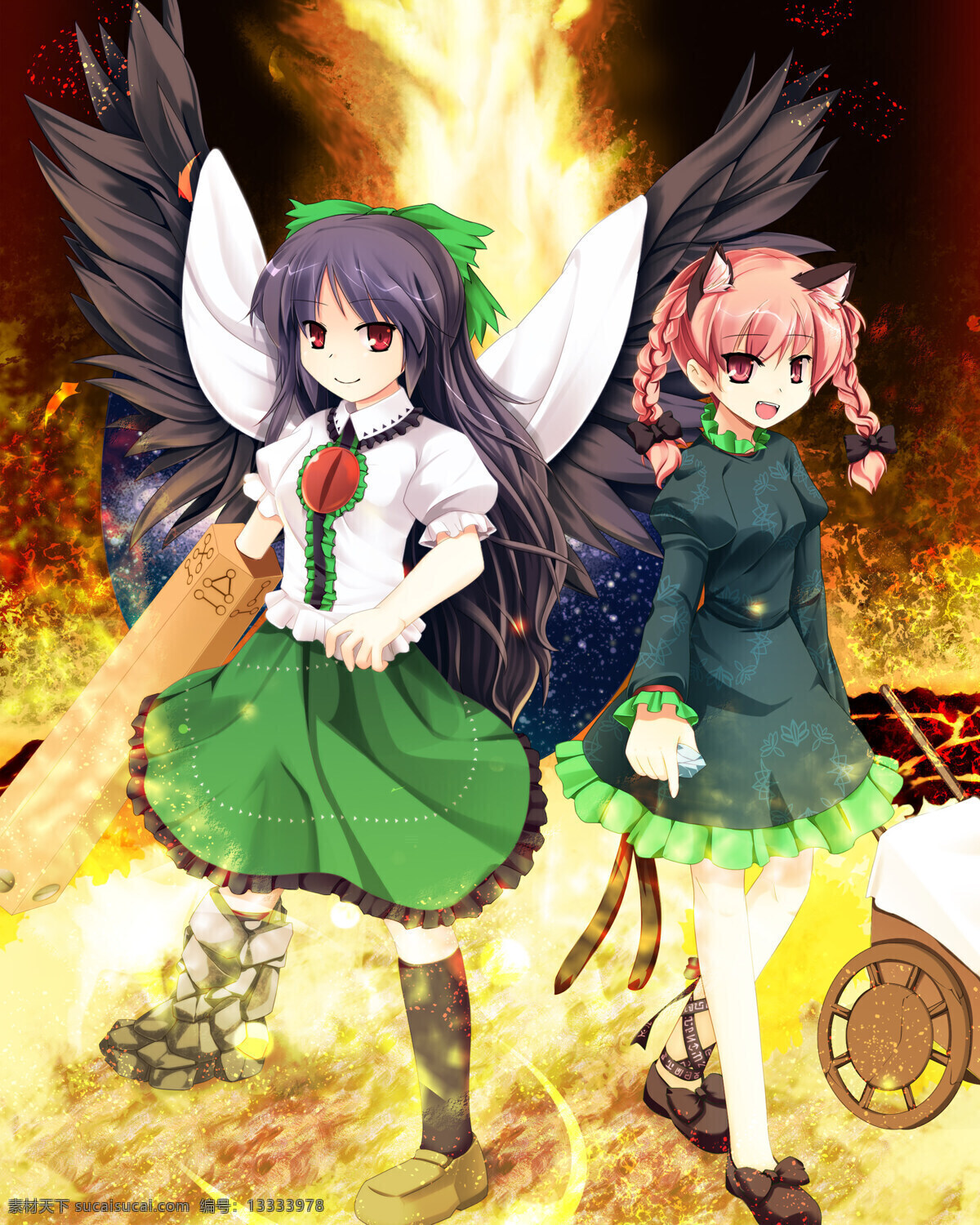 恶魔 翅膀 女孩 恶魔翅膀 卡哇伊 可爱女孩 日本动漫 双人 卡通 动漫 可爱