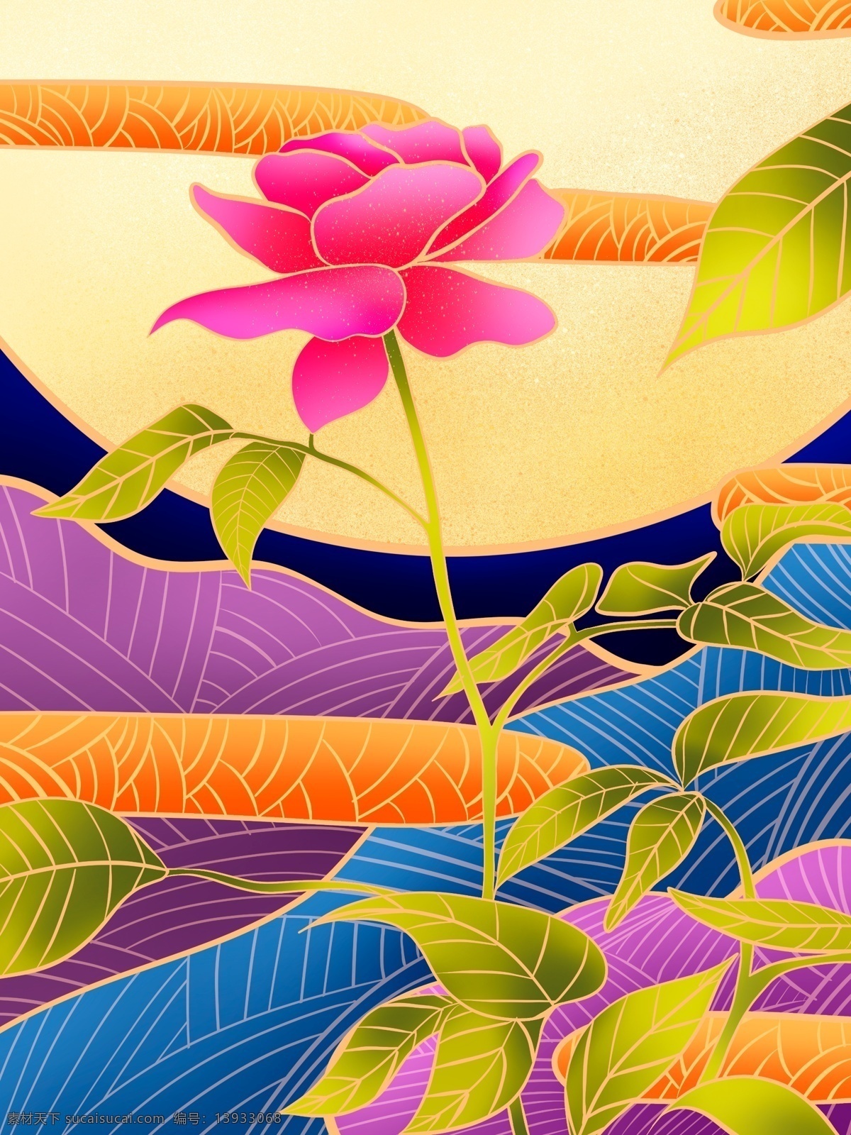 花卉 植物 流光溢彩 手绘 海报 壁纸 插画 banner