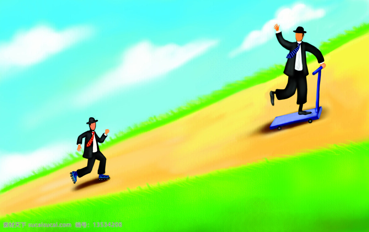 商务免费下载 插画 金钱 卡通 梦想 商务 印象 寓意 拜金主义 商务金融