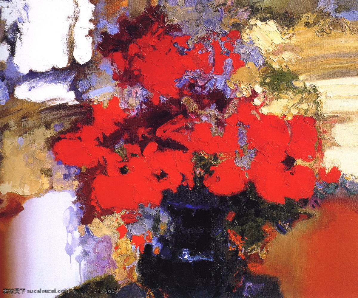 静 特 油画 写生 红色花朵 花瓶 艺术 油画静物 油画静物图片 装饰素材