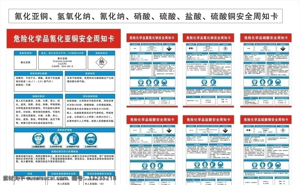 硫酸 七 项 危险 化学品 安全 周知 卡 危险化学品 安全周知卡 周知卡 氰化亚铜 氢氧化纳 氰化纳 硝酸 盐酸 硫酸铜 制度 矢量