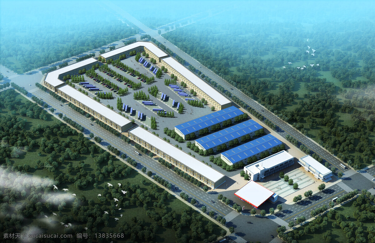 效果图 厂区 后期 ps 建筑设计 环境设计