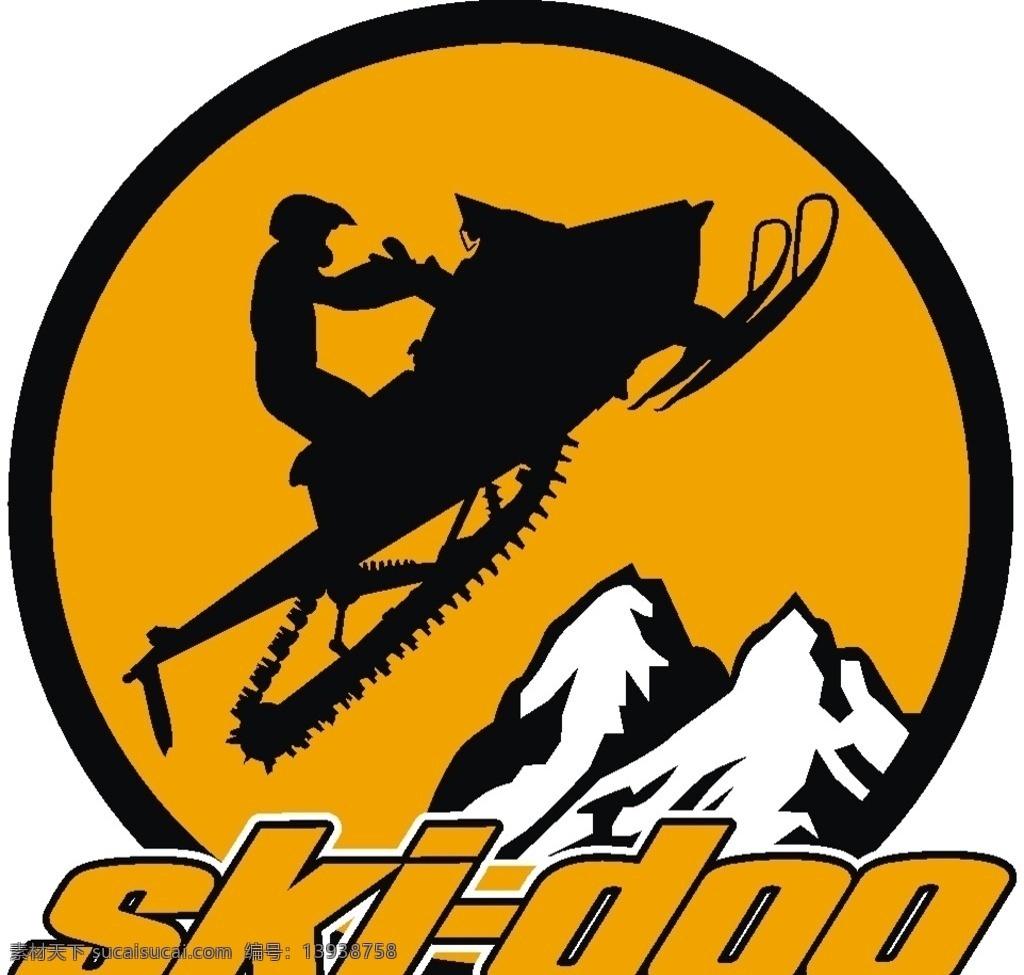brp 雪地 摩托 剪影 logo 雪地摩托 skidoo 雪山 滑雪运动 圆形 竞技运动 桔色图案 庞巴迪 标志图标 其他图标