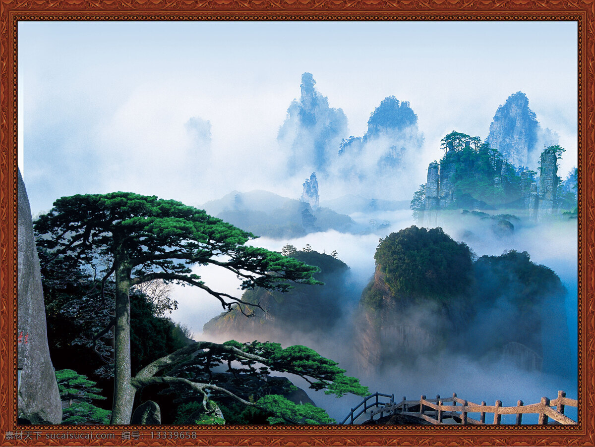 安徽 黄山 风景 高清 展板背景图片 山脉