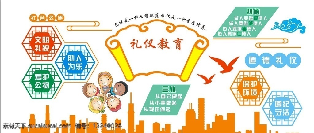 儿童之家 教育 礼仪 社会教育 三从四德 形象墙