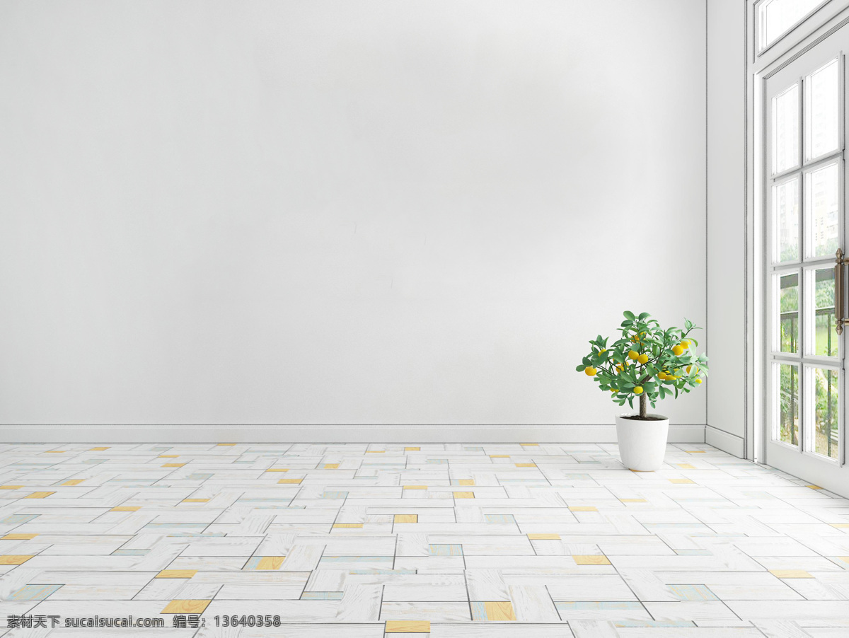 白色 室内装饰 图 白色空间 墙面刮花 绿植 窗户 房间 室内广告设计