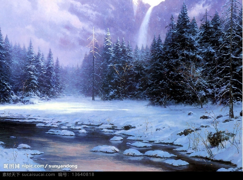 圣诞 雪景 绘画 文化艺术 绘画书法 手绘圣诞雪景 设计图库 200