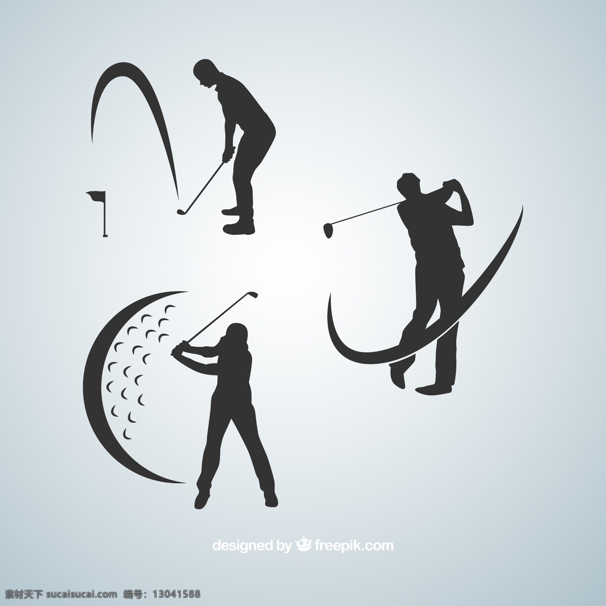 高尔夫 球手 剪影 矢量 挥杆 运动 高尔夫球手 人物 矢量图