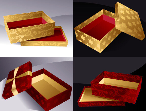 漂亮 礼品 盒子 矢量 礼盒 纸盒 包装 箱子 矢量素材 eps格式 黑色