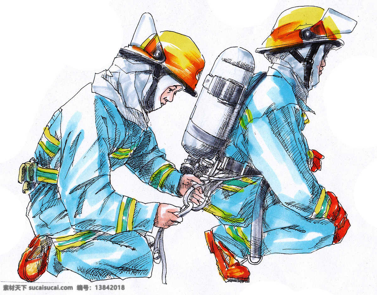 插画 插图 动漫动画 动漫人物 人物 手绘 消防 消防设施 消防设备 消防场景 原创漫画 消防漫画 插画集