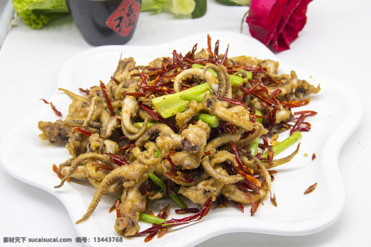 鱿鱼 辣鱿鱼 炸鱿鱼 香辣鱿鱼 辣炒鱿鱼 餐饮美食 传统美食