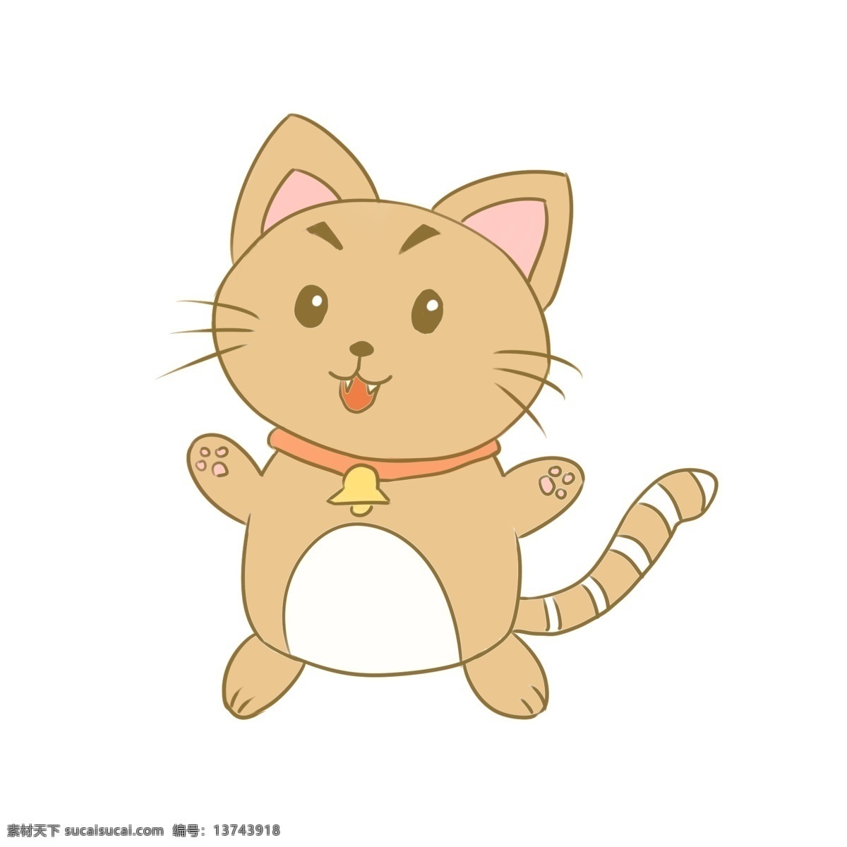 手绘 卡通 活 波 小猫 插画 动物 卡通形象 动漫 漫画 活波 呆萌动物 宠物手绘插画 萌宠手绘插画 卡通小猫 矢量动物