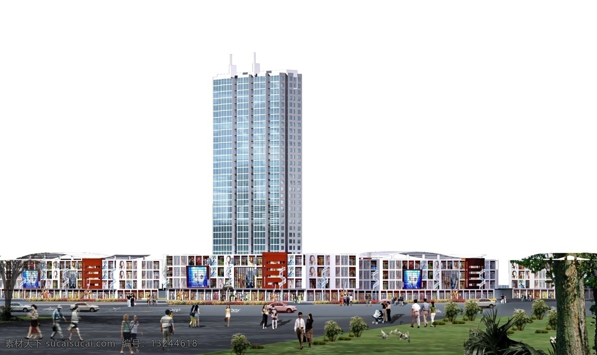 高层 环境设计 建筑 建筑设计 绿化 喷泉 气球 人物 街面 效果图 模板下载 街面效果图 住宅 树木 小品 源文件 家居装饰素材