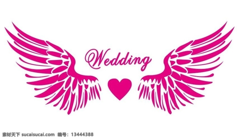 婚礼素材 wedding 翅膀 玫红 心形 logo设计
