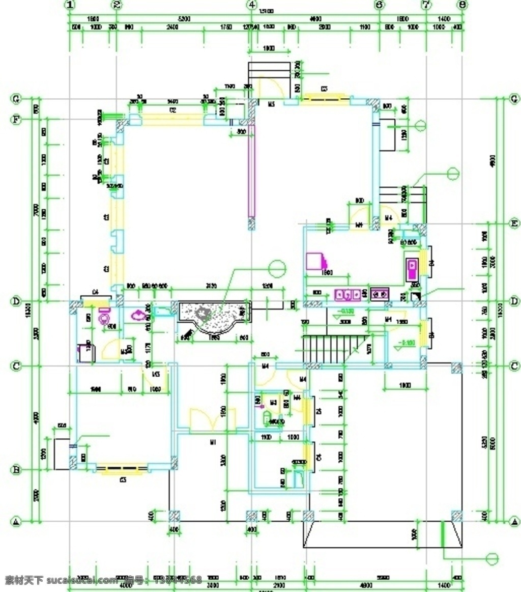 建筑 平面图 cad 功能区划分 商铺 环境设计 建筑设计 dwg