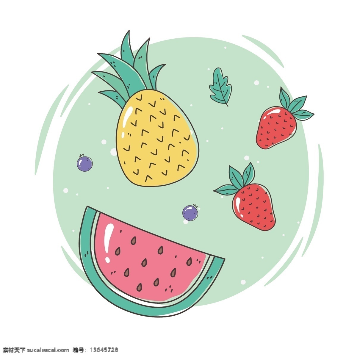 手绘水果 水果 手绘 卡通水果 水果背景 水果素材 绿色水果 果蔬 果汁 食品 食品蔬菜水果 生物世界