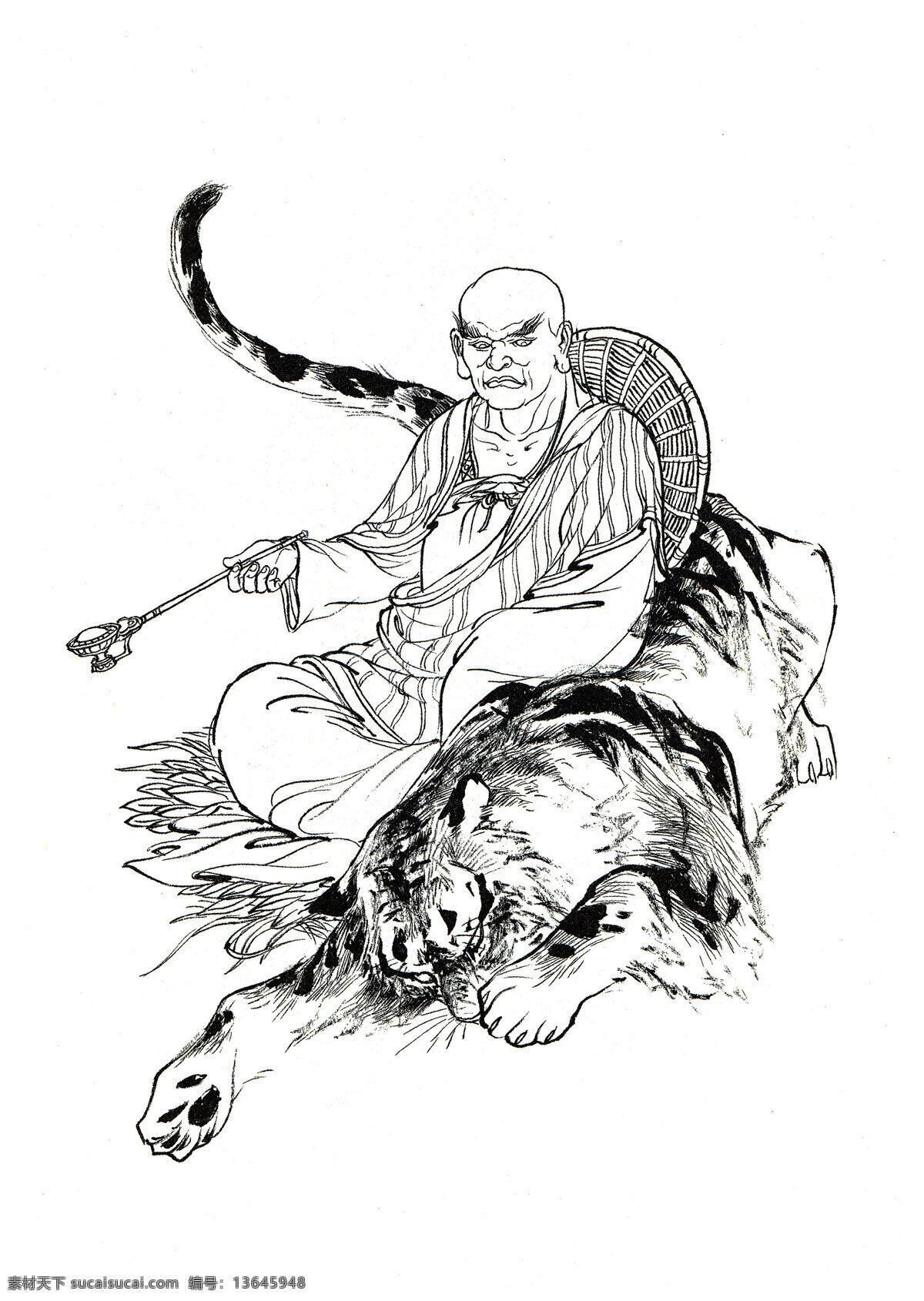 西游记 伏虎罗汉 神仙 神话传说 白描人物 妖怪 白描 李 云中 文化艺术 绘画书法