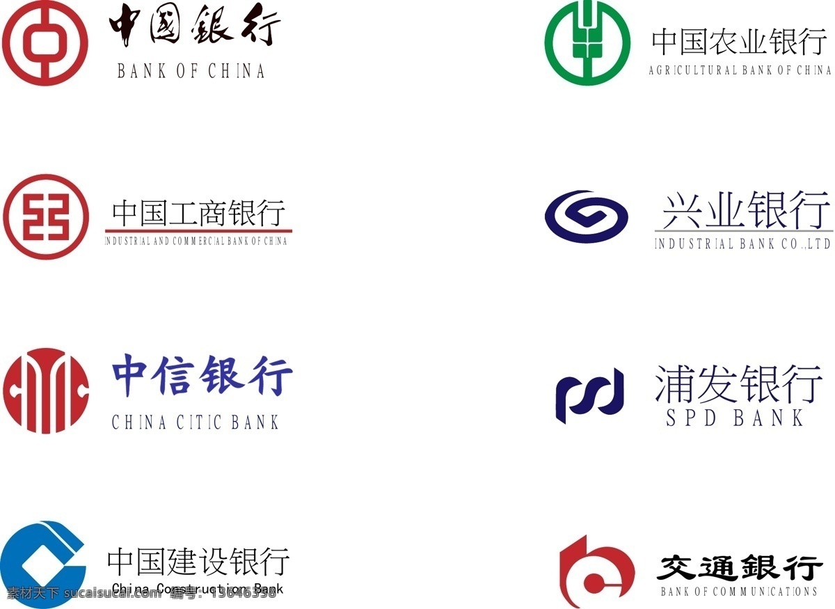 八大银行标志 银行 银行标志 图标 银行图标 中国银行 中国工商银行 中信银行 中国建设银行 中国农业银行 兴业银行 浦发银行 交通银行 标志图标 企业 logo 标志