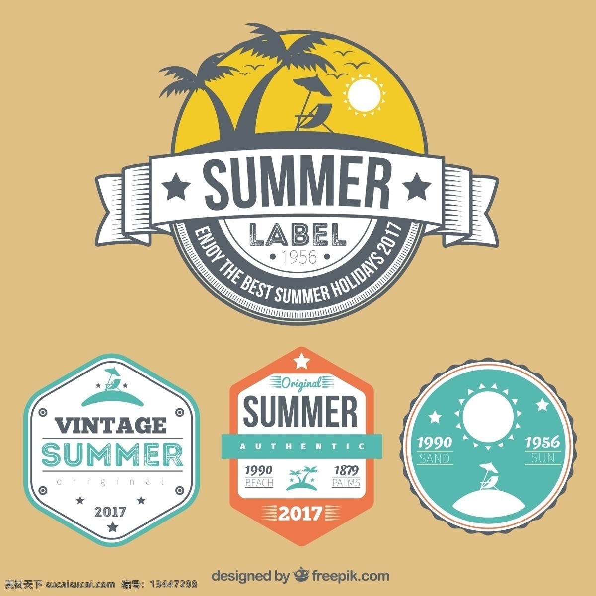 各种 夏季 装饰 贴纸 旧货 海洋 海滩 阳光 复古 假日 标签 复古标签 度假 夏季海滩 季节 复古复古