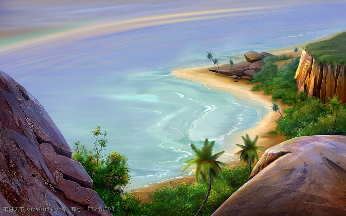 梦里眺望的海 神话的梦境 动漫动画 风景漫画 风景 设计图库 300