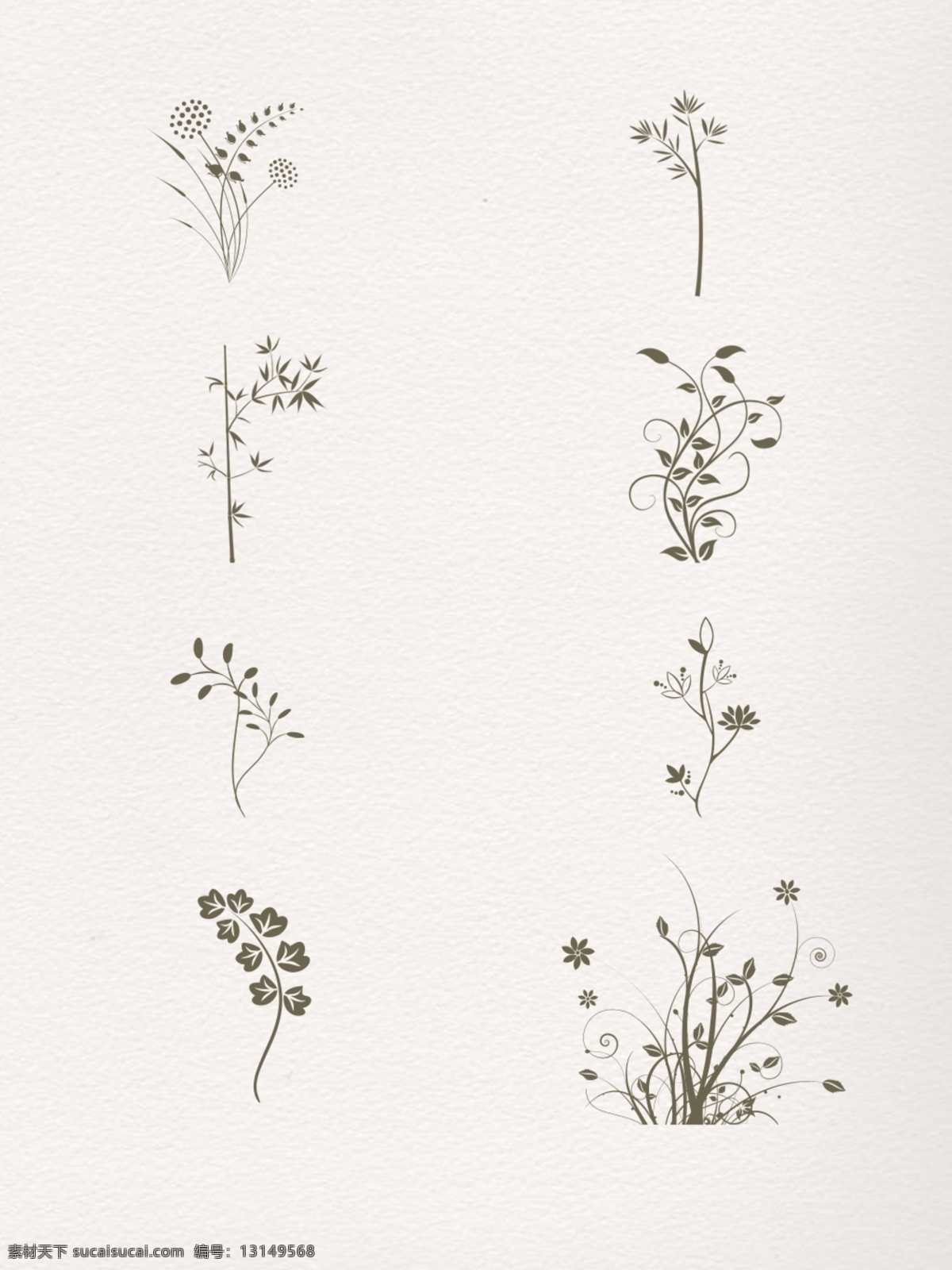 卡通 草 装饰 元素 黑白植物 简笔画 简约风 卡通草 卡通植物 植物 装饰背景 装饰图案