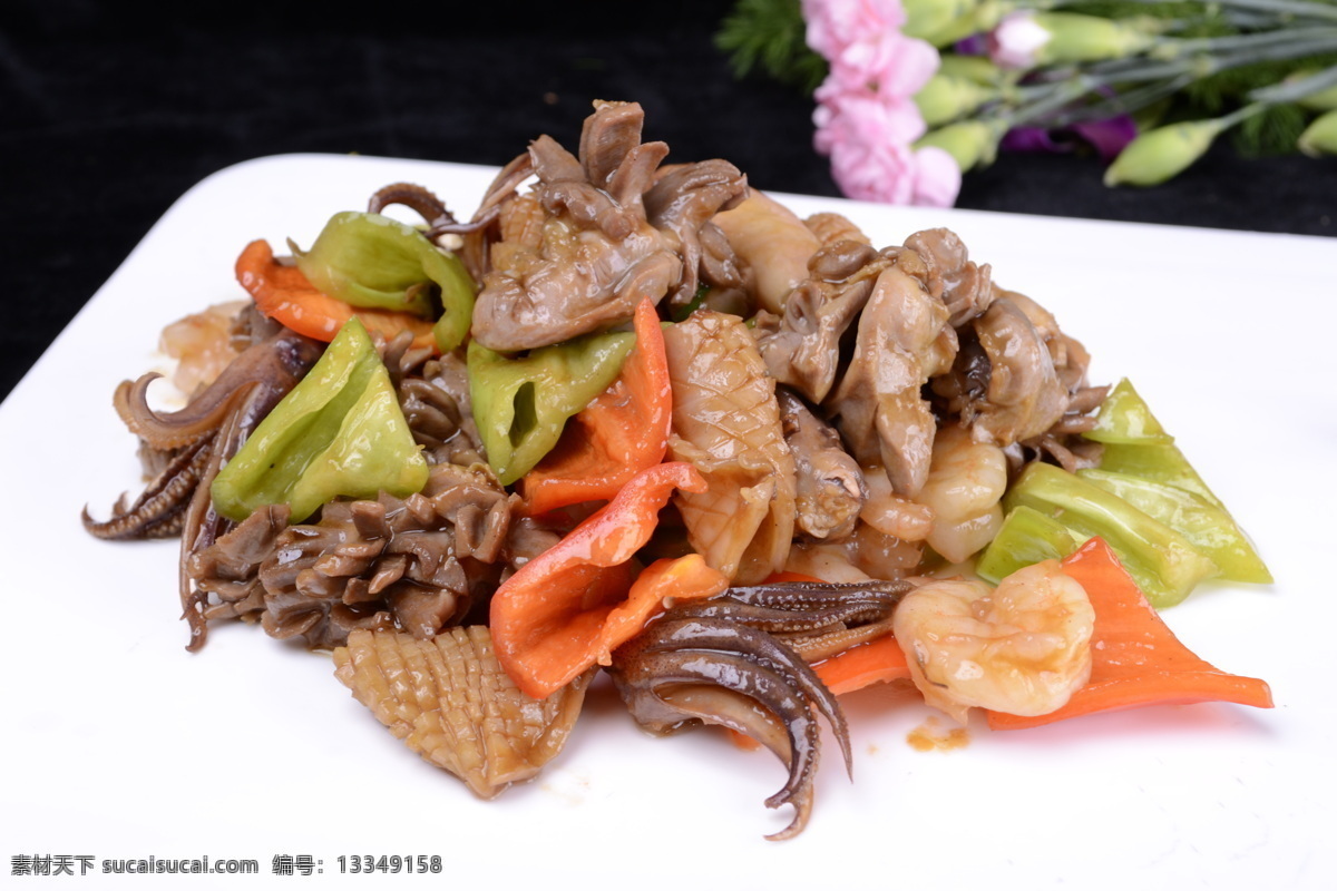 爆三样 腰花 鱿鱼 虾仁 老爆三样 海鲜三样 海鲜爆三样 菜品 餐饮美食 传统美食