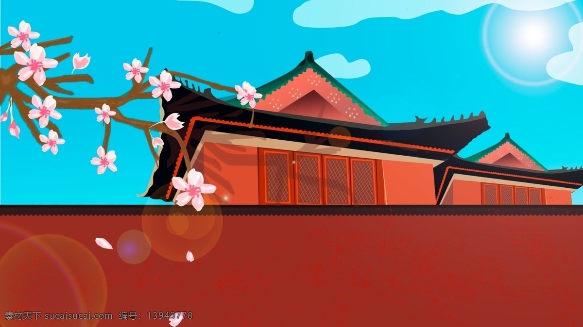中国 风 故宫 古风 建筑 插画 古建筑 古楼 牌坊 中秋 老味道