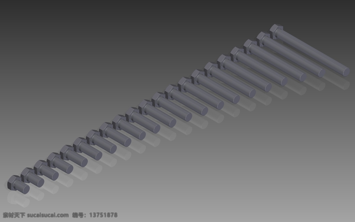 全 螺纹 m6s 六角 头 螺栓 m24 螺丝 螺钉头 din 充分 din933 3d模型素材 建筑模型