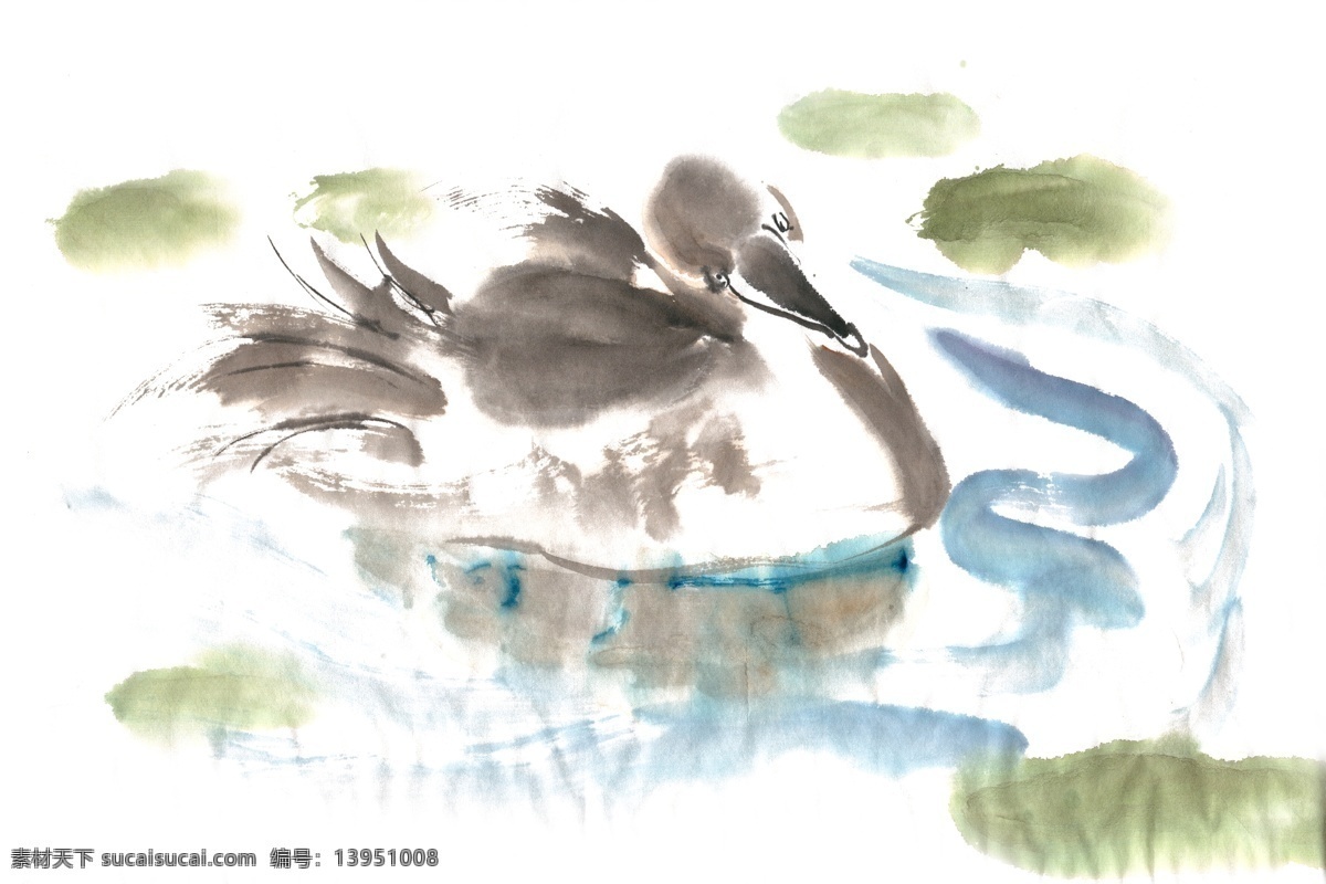 游弋 水鸟 水墨画 免 抠 水墨 国画 手绘 自由自在 湖水 水面 徜徉 写意 免抠 淡雅 素淡 清幽 意境 绘画 逼真 写实 简约