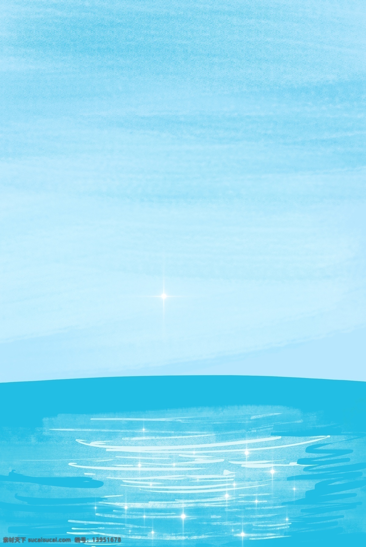 蓝色 水塘 天空 背景 蓝色调 夏天 夏季 白云 水面 插画背景 清新 水边