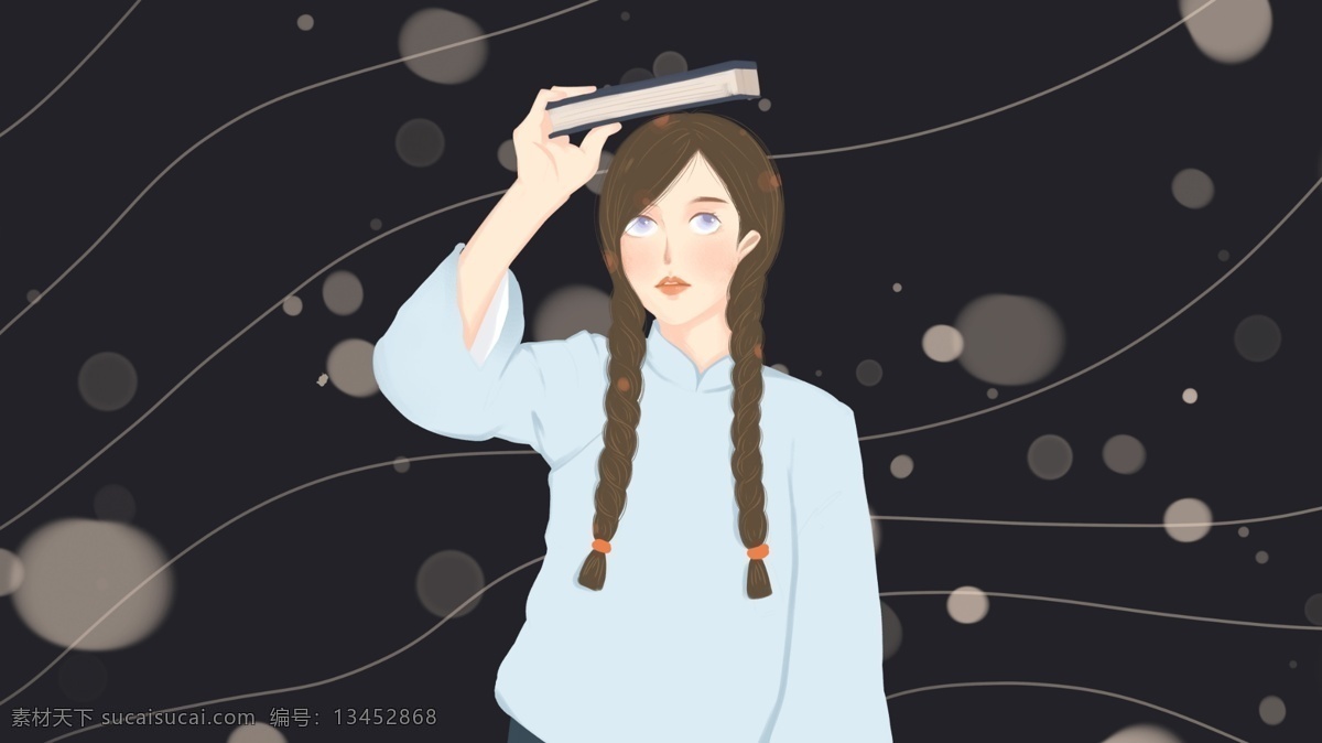 民国 少女 书本 遮 雨 女孩 民国少女 学生装 遮雨 清新 甜美