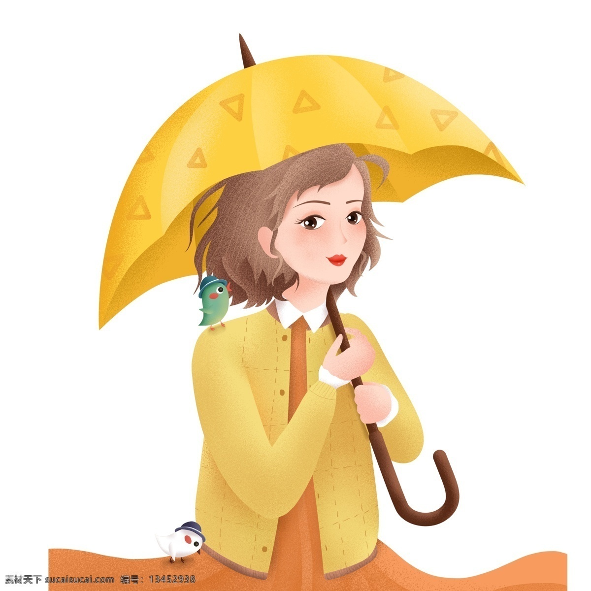 撑伞 的卡 通 女孩 元素 人物 图案 雨伞 简约 设计元素 手绘 手绘图案 装饰图案 元素设计 创意元素 手绘元素 psd元素