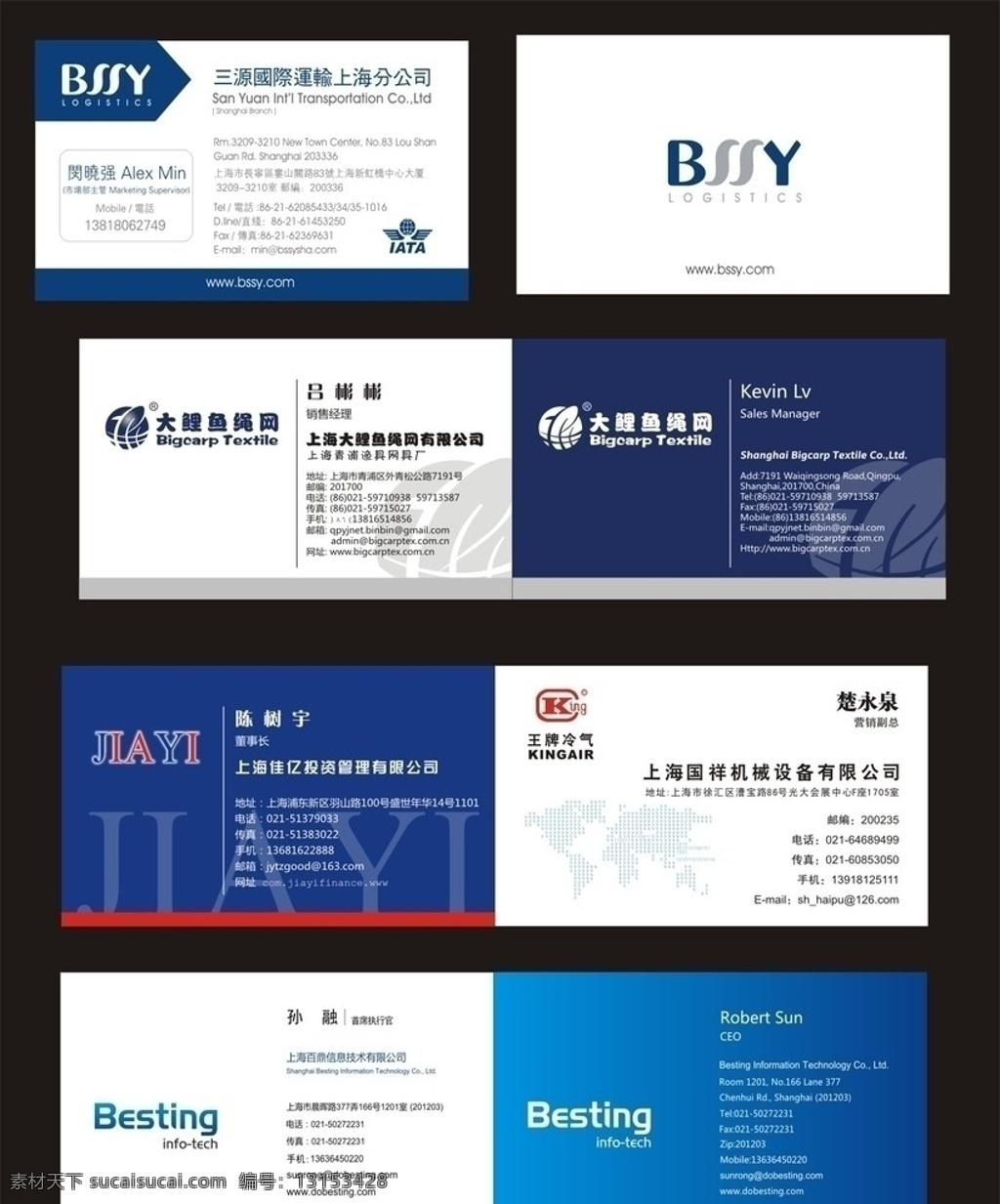 名片模板 三源 国际 运输 大鲤鱼绳网 佳亿 上海 佳 亿 投资管理 有限公司 百鼎 信息 蓝色 名片 名片设计 名片卡片 矢量