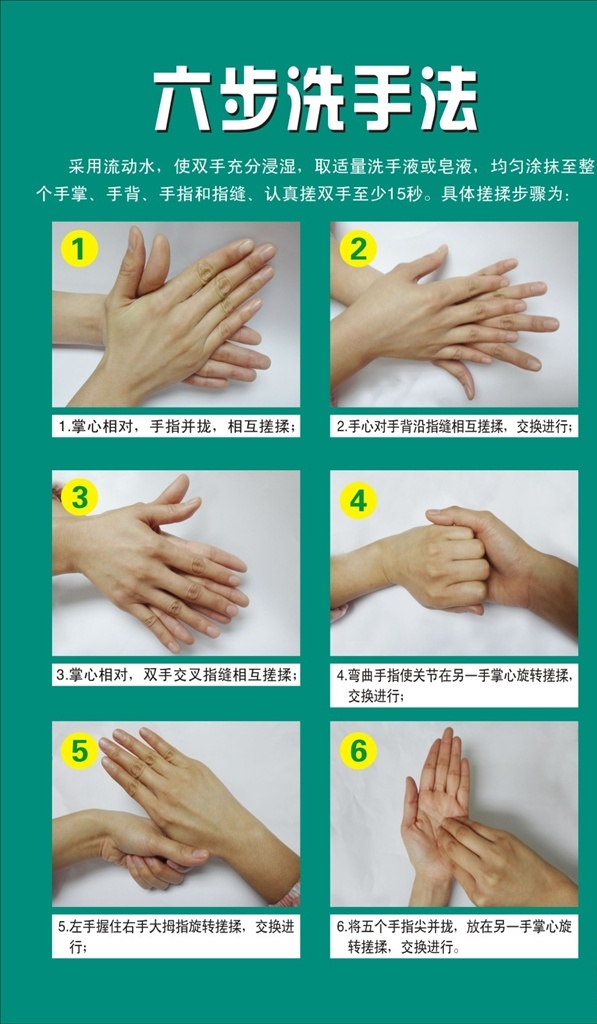 六步洗手法 六步 洗手法 洗手法海报 洗手法牌子 标语