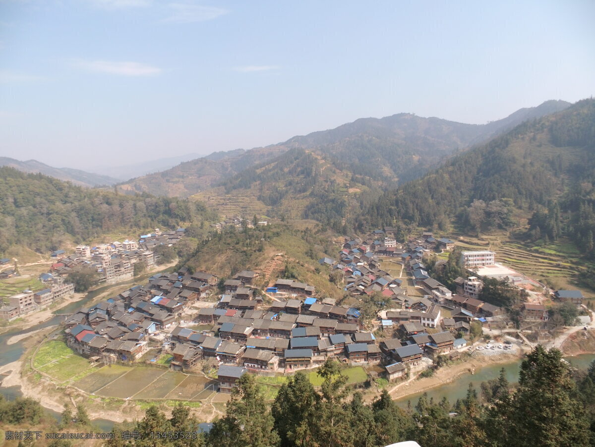 侗族寨 侗族 全景 少数民族 贵州 龙额 德俄侗寨 自然景观 山水风景