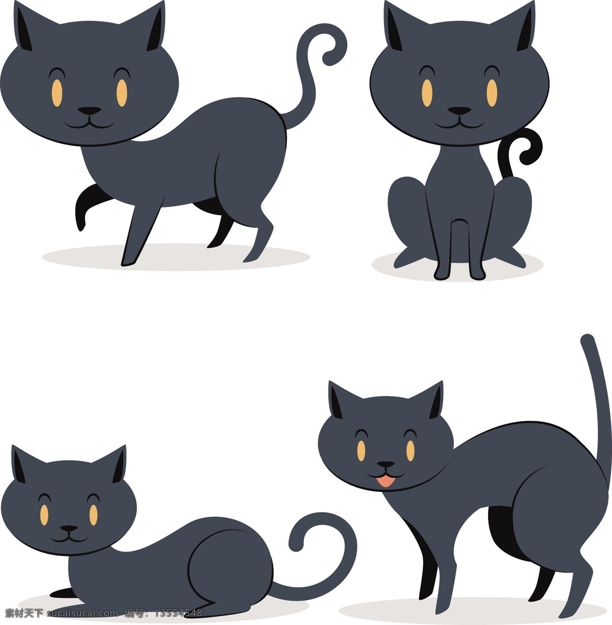 简约 抽 小猫 插画 动物 卡通 可爱 抽像