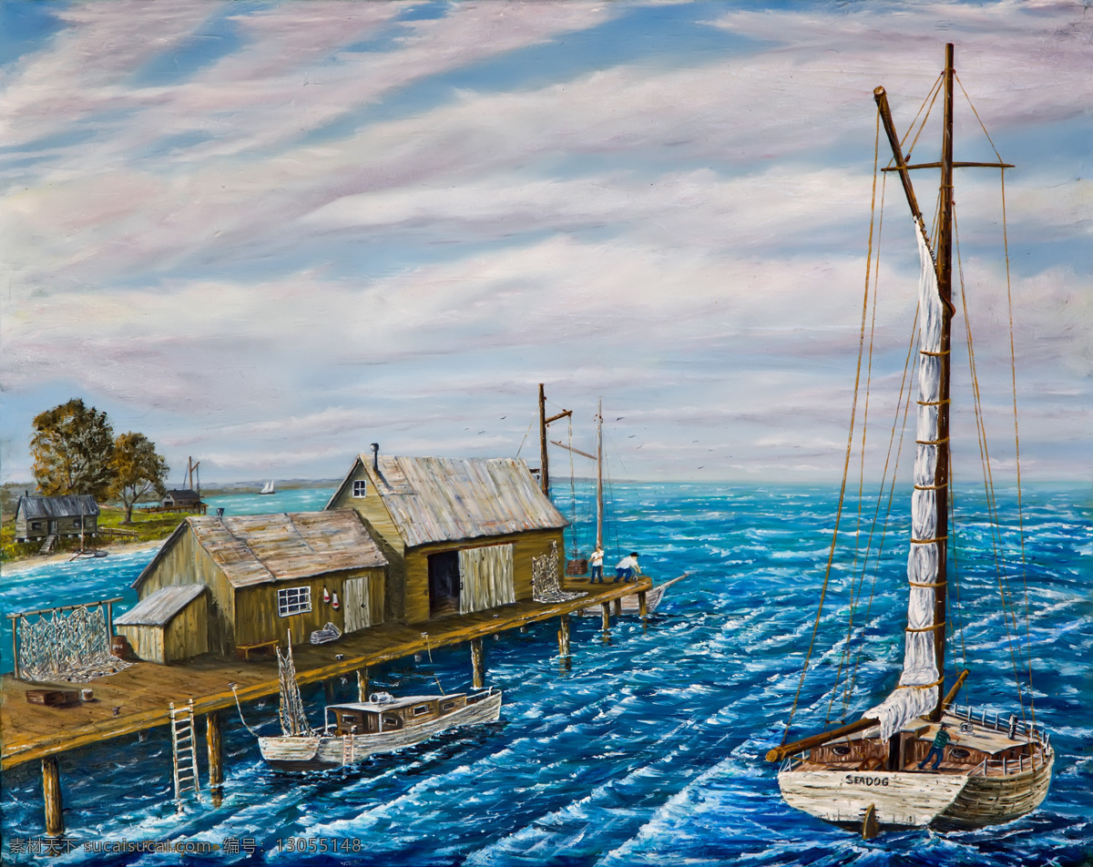 风景 风景画 挂画 海浪 海水 海洋 绘画 绘画书法 油画 波涛汹涌 码头 设计素材 模板下载 油画风景 艺术 油画艺术 渔船 木船 西方油画 景色 欧美油画 油画作品 文化艺术 装饰素材 山水风景画