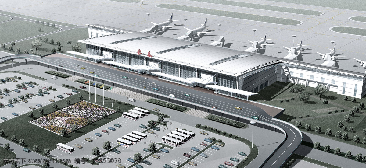 长春机场 长春 机场 航站楼 飞机 俯瞰 跑道 飞机场 效果图 旅游景观 环境设计 建筑设计
